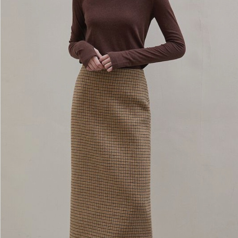 L.L.Bean Houndstooth Vintage Wool Skirt - long
